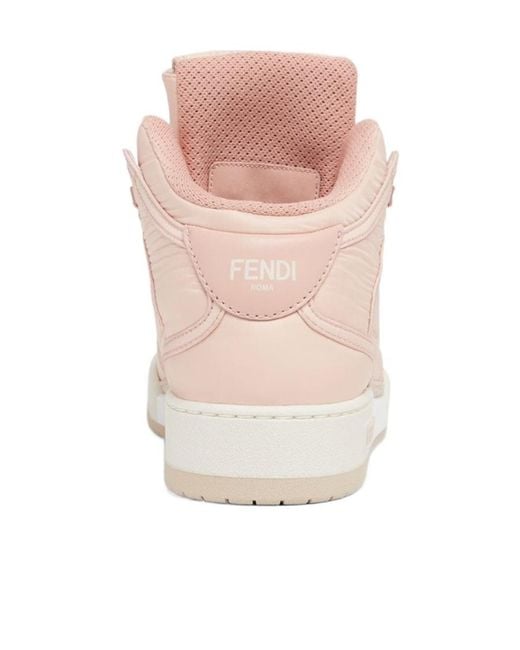 Fendi Pink Logo Embossed High-Top Sneakers