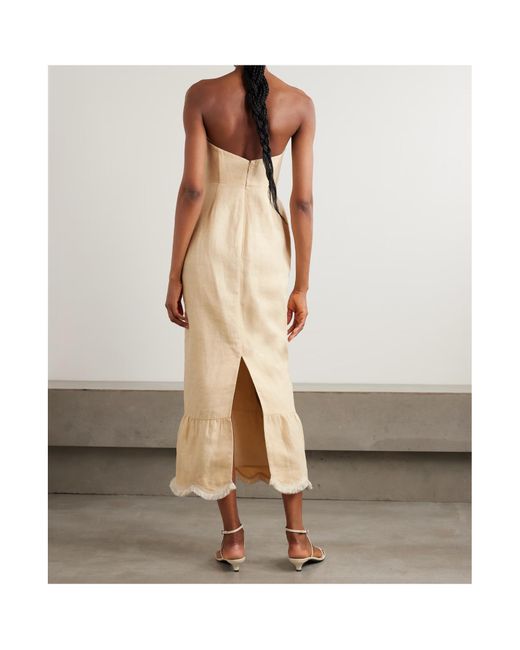 Posse Natural Essie Fringed Linen Maxi Dress