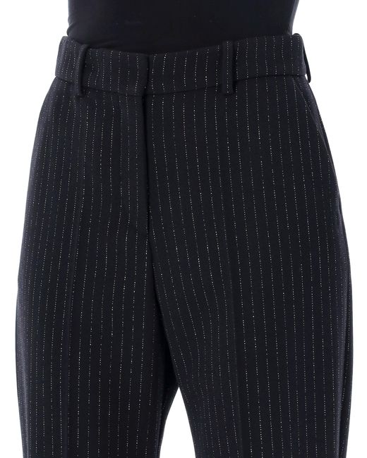 Balmain Black High Waist Lurex Striped Trousers