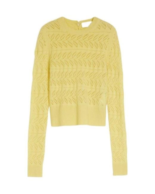 Sportmax Yellow Perforated Crewneck Knitted Jumper