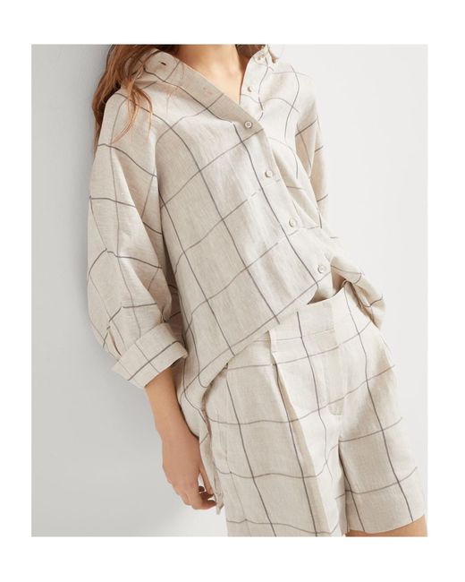 Brunello Cucinelli White Grid-Pattern Shirt