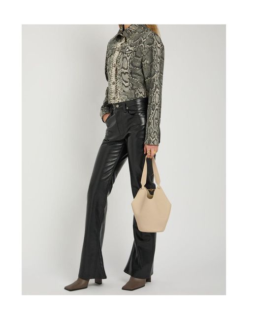 Khaite Natural Lotus Mini Grained Leather Tote Bag