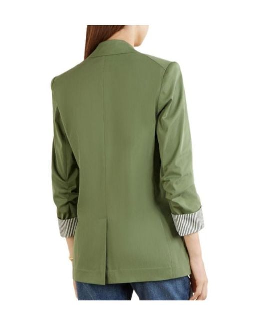 Veronica Beard Green Cotton-Blend Poplin Blazer