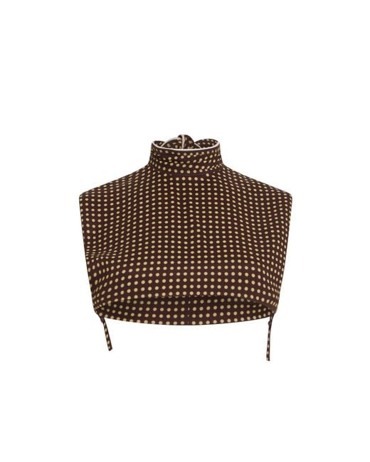 Philosophy Di Lorenzo Serafini Brown Polka-Dot Cropped Top