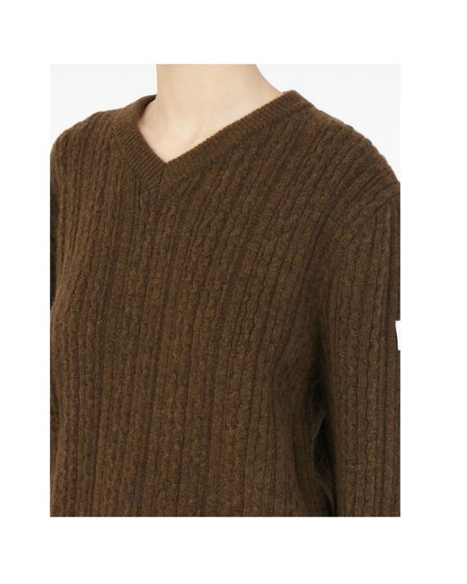 MM6 by Maison Margiela Brown V-Neck Knitwear