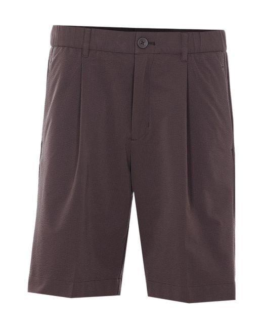 Herno Gray Pleat Detailed Shorts for men