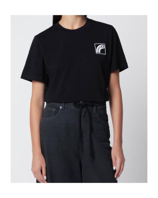 MM6 by Maison Margiela Black Cotton Jersey T-Shirt