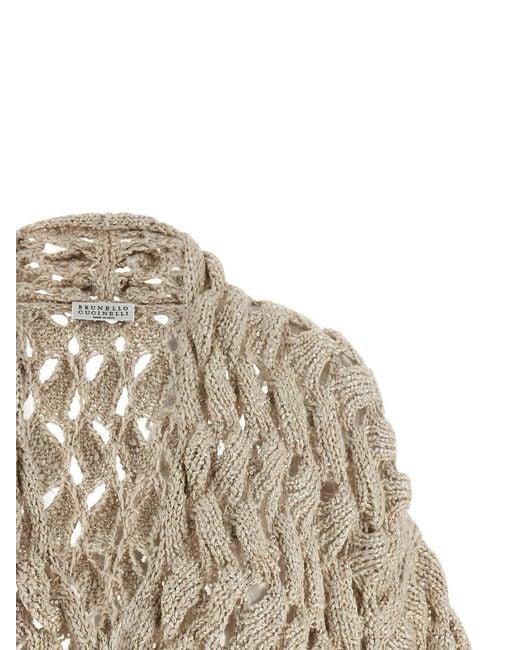 Brunello Cucinelli Natural 'Dazzling Cable' Cardigan