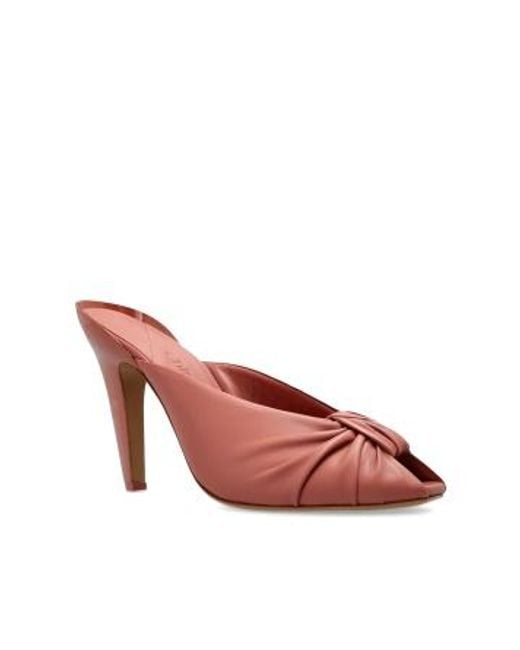 Chloé Pink Chloé Suzie Knotted Peep-Toe Heeled Sandals