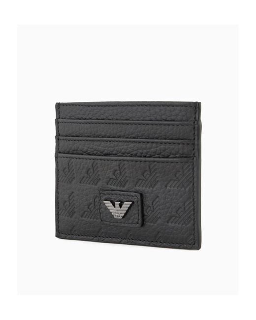 Emporio Armani Black Logo Plaque Card Holder for men