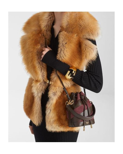 Fendi Brown Mon Tresor Mini Drawstring Bucket Bag