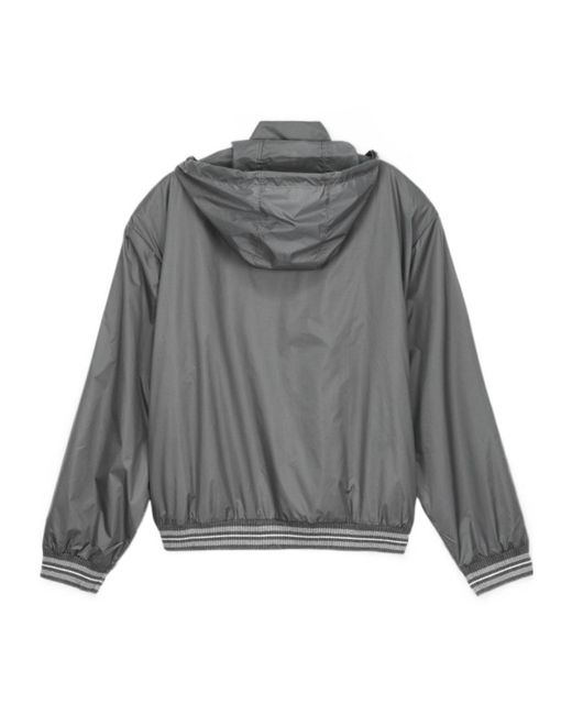Thom Browne Gray Logo-Patch Ripstop Lightweight Jacket for men