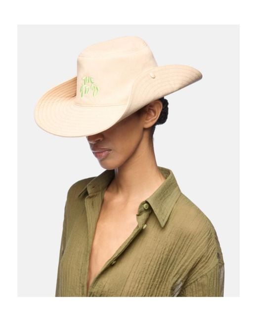 The Attico Natural The Logo Embroidered Wide-Brim Hat