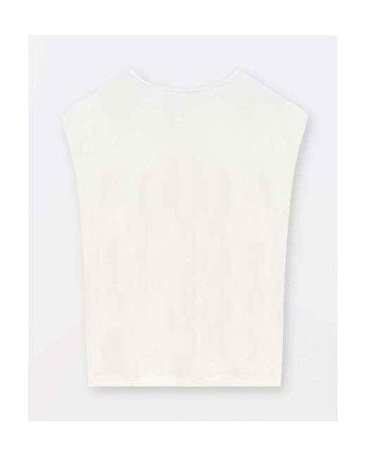 Fabiana Filippi White Beaded-Trim Crewneck Blouse