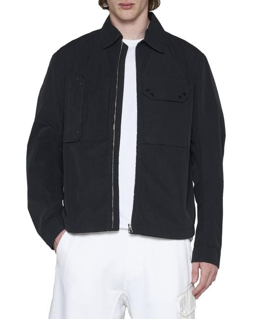 C P Company Blue Logo Patch Zipped Shirt Jacket for men