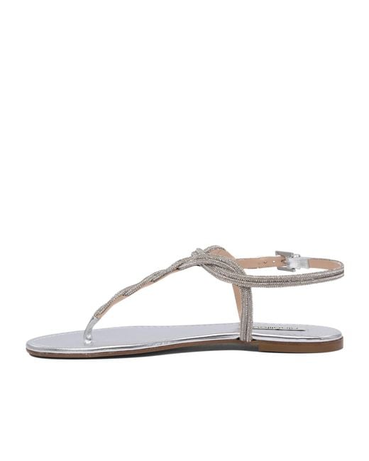 Ninalilou White Round-Toe Flat Sandals