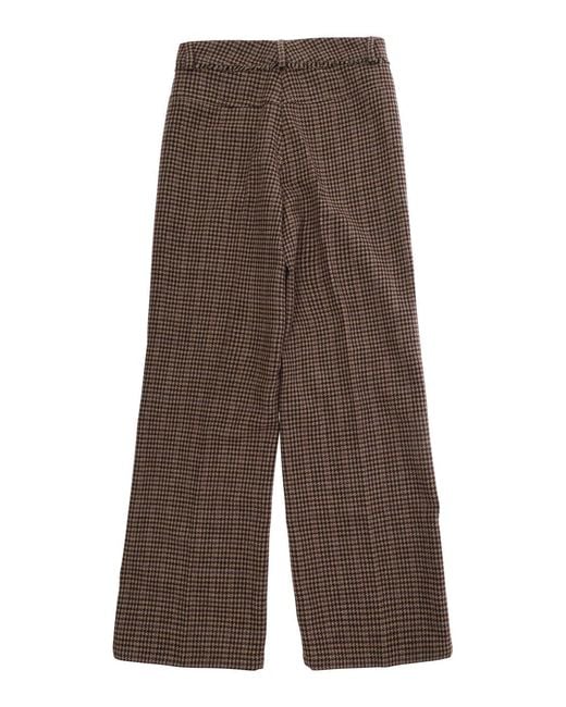 Chloé Brown Houndstooth Wool Trousers