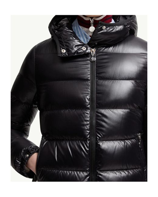 Moncler Black Courcelles Hooded Mid-Length Down Jacket