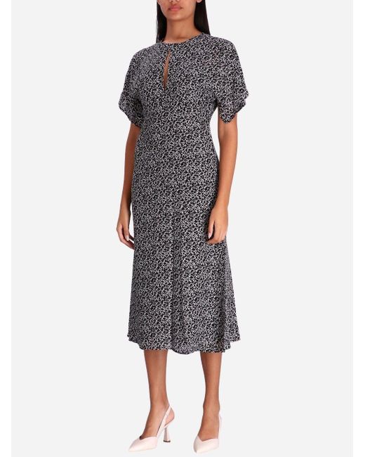 Michael Kors Gray Abstract-Print Midi Dress