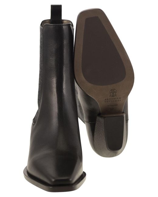 Brunello Cucinelli Black Pointed Toe Ankle Boots