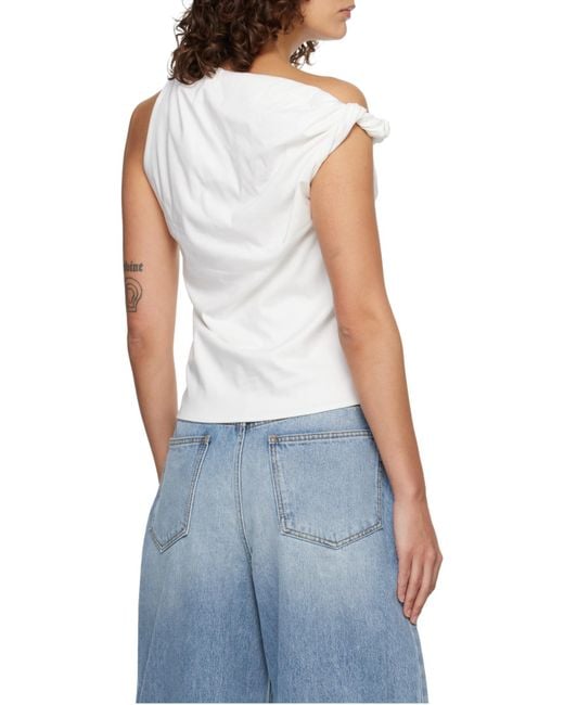 Rohe White Draped Strapless Top