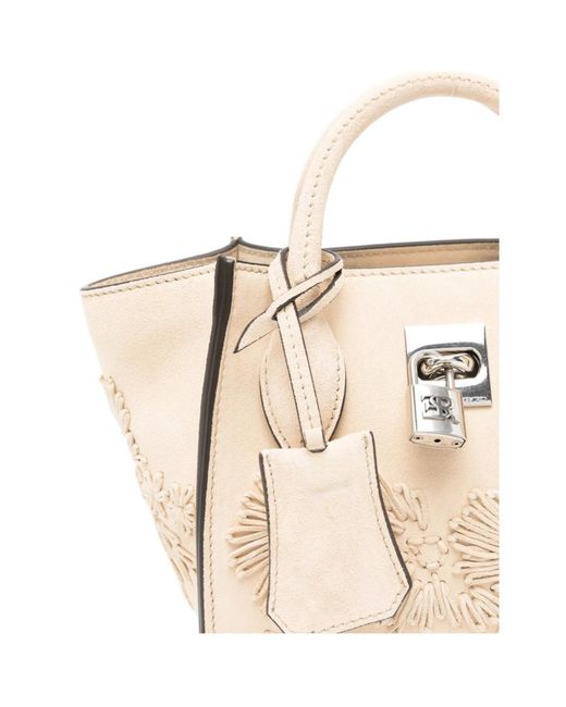Ermanno Scervino Natural Mini Maggie Floral-Detail Tote Bag