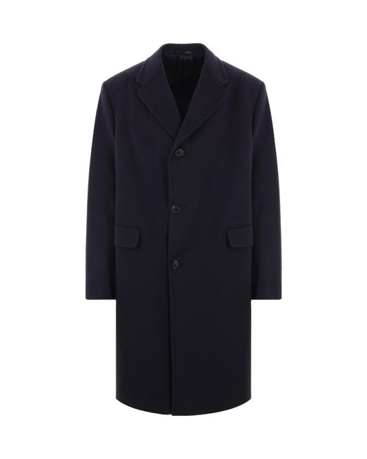 Prada Blue Single-Breasted Straight Hem Coat for men