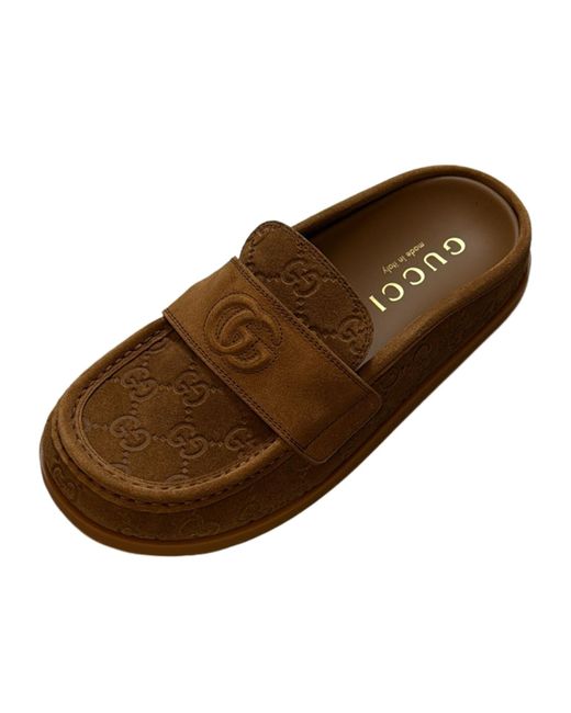 Gucci Brown Round Toe Mules