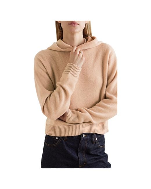The Elder Statesman Natural Cashmere Cropped Hoodie