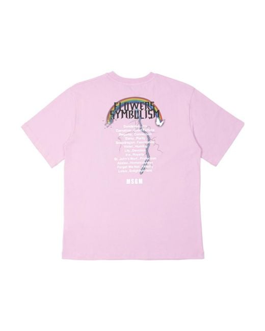 MSGM Pink Printed Short-Sleeved T-Shirt