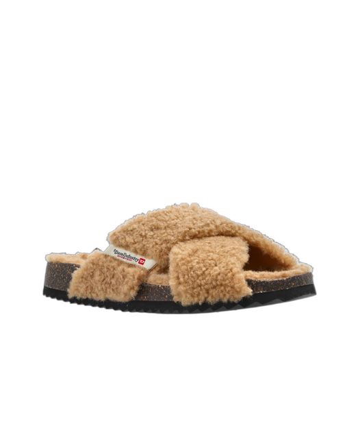 DIESEL Brown D-Woodstock Crossover Strap Sandals