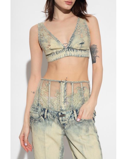 DIESEL White De Janys Fsc Denim Cropped Top