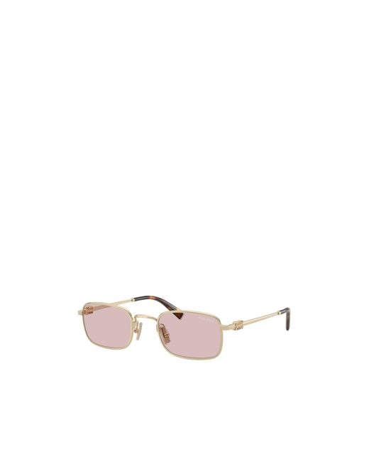 Miu Miu Pink Eyewear Rectangular Frame Full Rim Sunglasses
