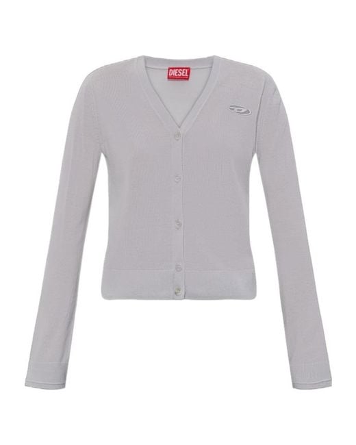 DIESEL Gray M-Alima V-Neck Knitted Cardigan