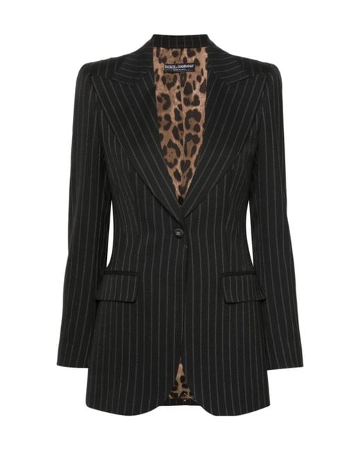 Dolce & Gabbana Black Pinstriped Blazer