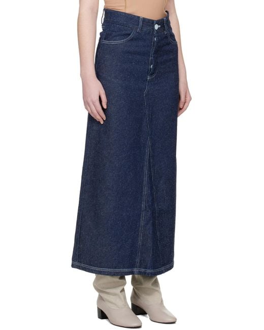 Baserange Blue Belt Loop Midi Skirt