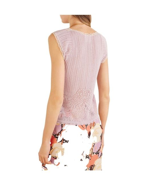 Anna Sui Pink Lingerie Knitted Top