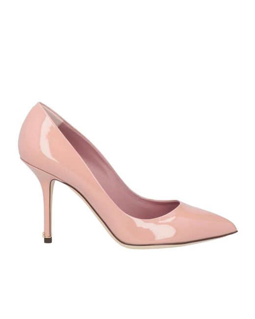 Dolce & Gabbana Pink Simple Glossy Leather Shoes