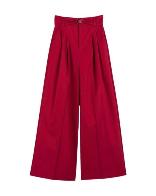 Twinset Red Elastic Pleated Casual Pants