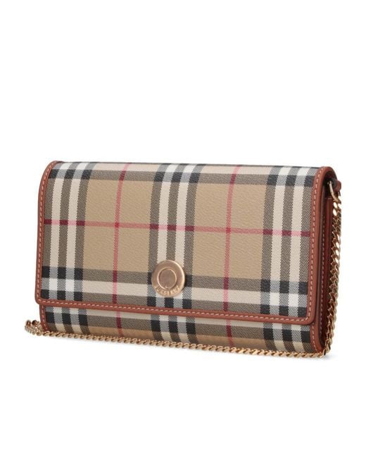 Burberry Brown Checked Chain-Linked Shoulder Bag