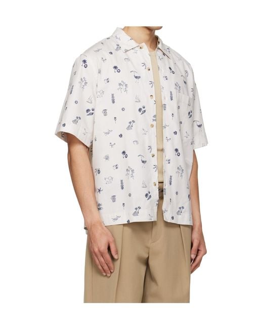 Paul Smith White Printed Short-Sleeved Shirt for men