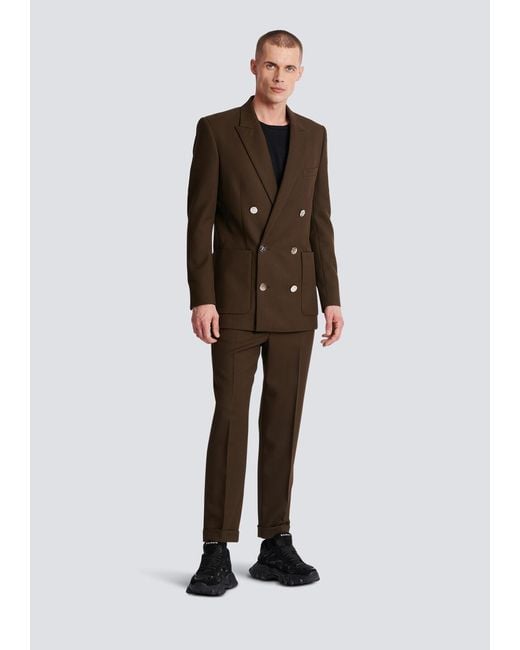 Balmain Brown Twill Jacket With Monogram Buttons for men