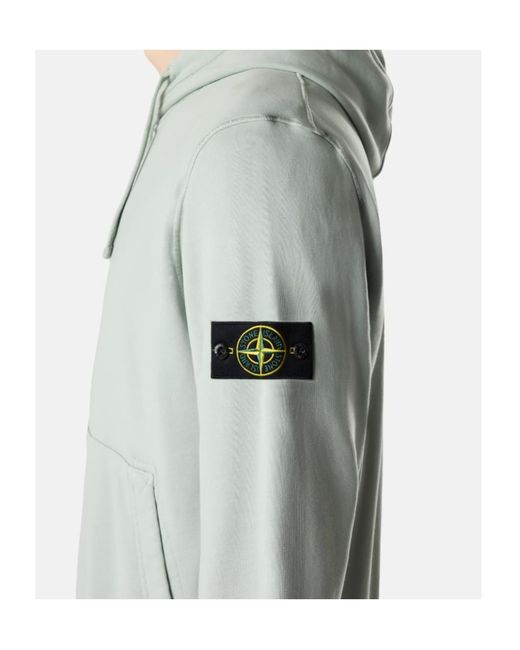 Stone Island Gray Logo Patch Drawstring Hoodie for men