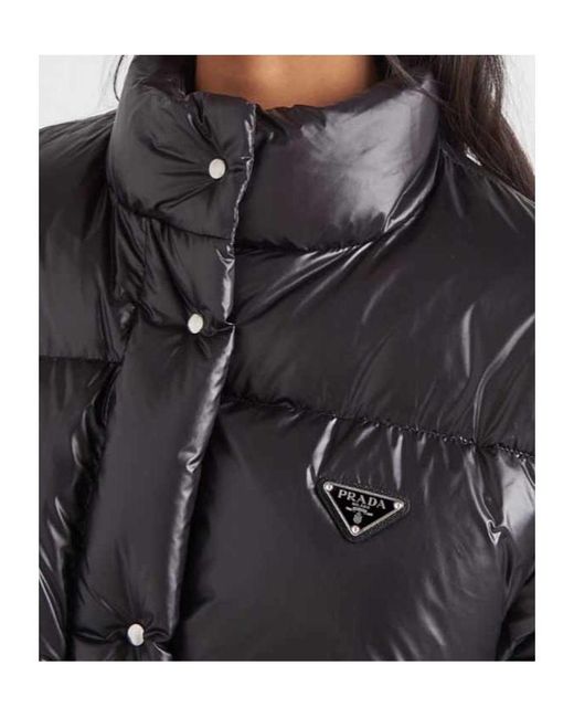 Prada Black Convertible High-Neck Down Jacket