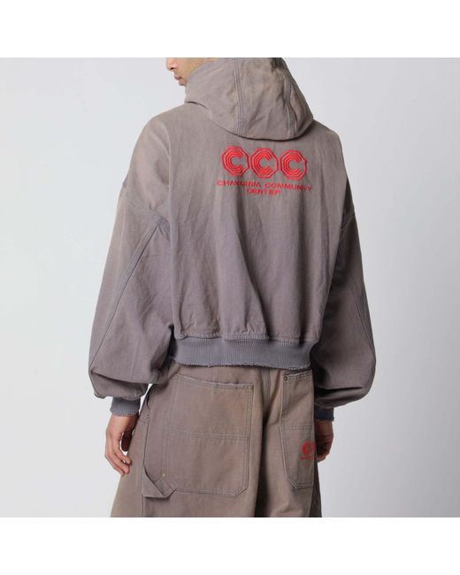 Willy Chavarria Gray Ccc Vintage-Effect Hooded Jacket for men