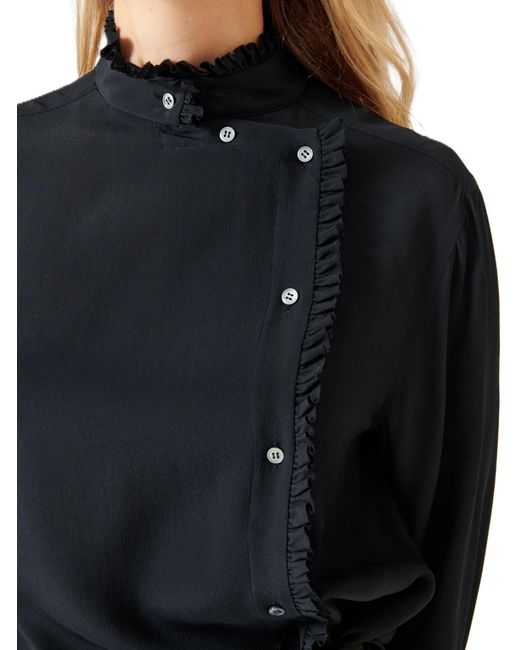 N°21 Blue Side Button Ruffle Blouse