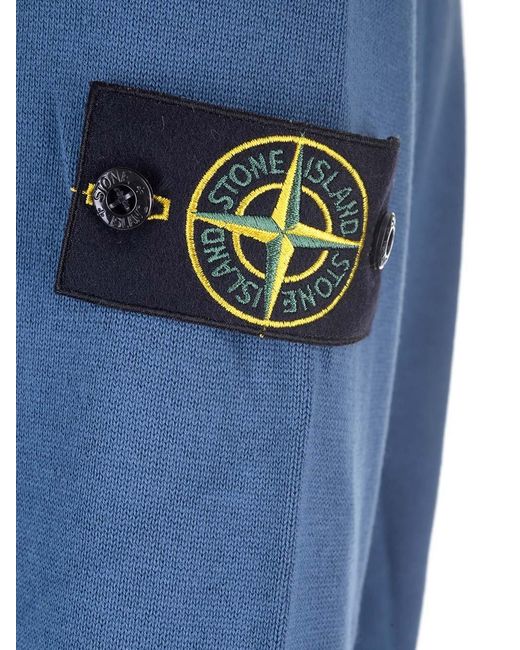 Stone Island Blue Compass Patch Crewneck Jumper for men