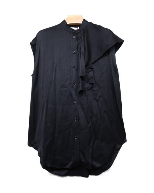 McQueen Blue Button-Up Sleeveless Shirt