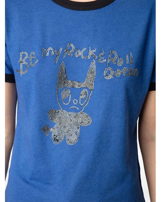 Zadig & Voltaire Blue Crystal-Embellished T-Shirt