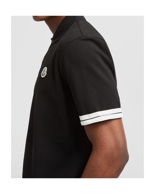 Moncler Black Logo Cotton Piquet Polo Shirt for men